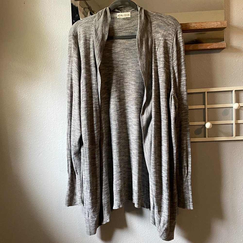 Ava & Viv Drape Front Heather Grey Sweater 3X